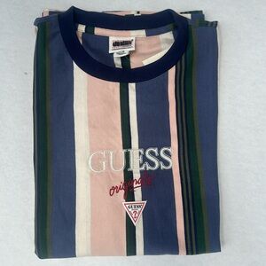 New Guess Short-Sleeve Original Brandt Striped T-Shirt SZ M